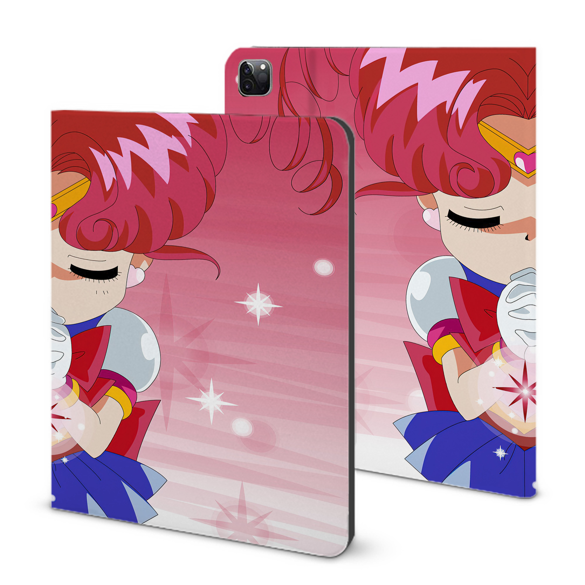 （画像用） 美少女戦士セーラームーン Sailor Moon IPad ケース ブック型 PUレザー TPU 耐衝撃 軽量 薄型 ペン収納なし 全面保護 IPad 各モデル対応
